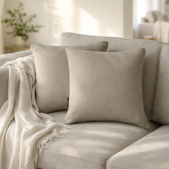 Set of 2 Fawn Gray Linen Throw / Lumbar Pillow Cover - Fawn Gray Linen
