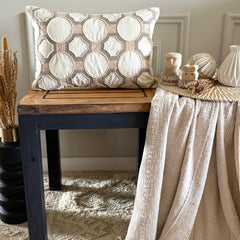 Penina - Ivory Cotton Linen Lumbar Pillow Cover