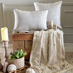 Jutish Grey - Grey Jute Throw Pillow Cover