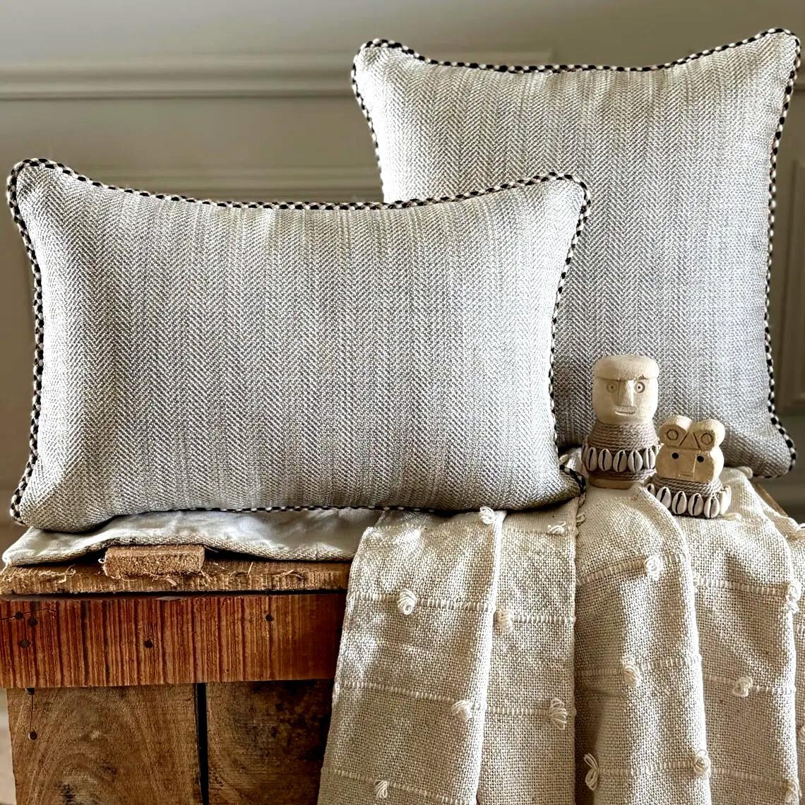 Jutish Grey - Grey Jute Throw Pillow Cover