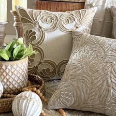 Maisy - Beige Linen Throw Pillow Cover