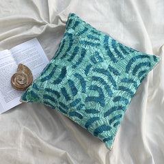 Aqua Ripples - Blue Art Silk Throw Pillow Cover
