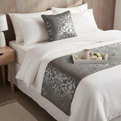 Silver Glitterati - Velvet Silver, Grey Decorative Bed Runner and Pillow Cover