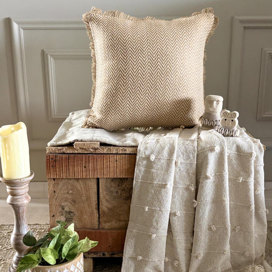 Jute Classic Throw Pillow Cover