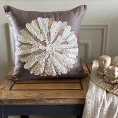 Mother Nature - Brown Cotton Linen Decorative Euro Sham