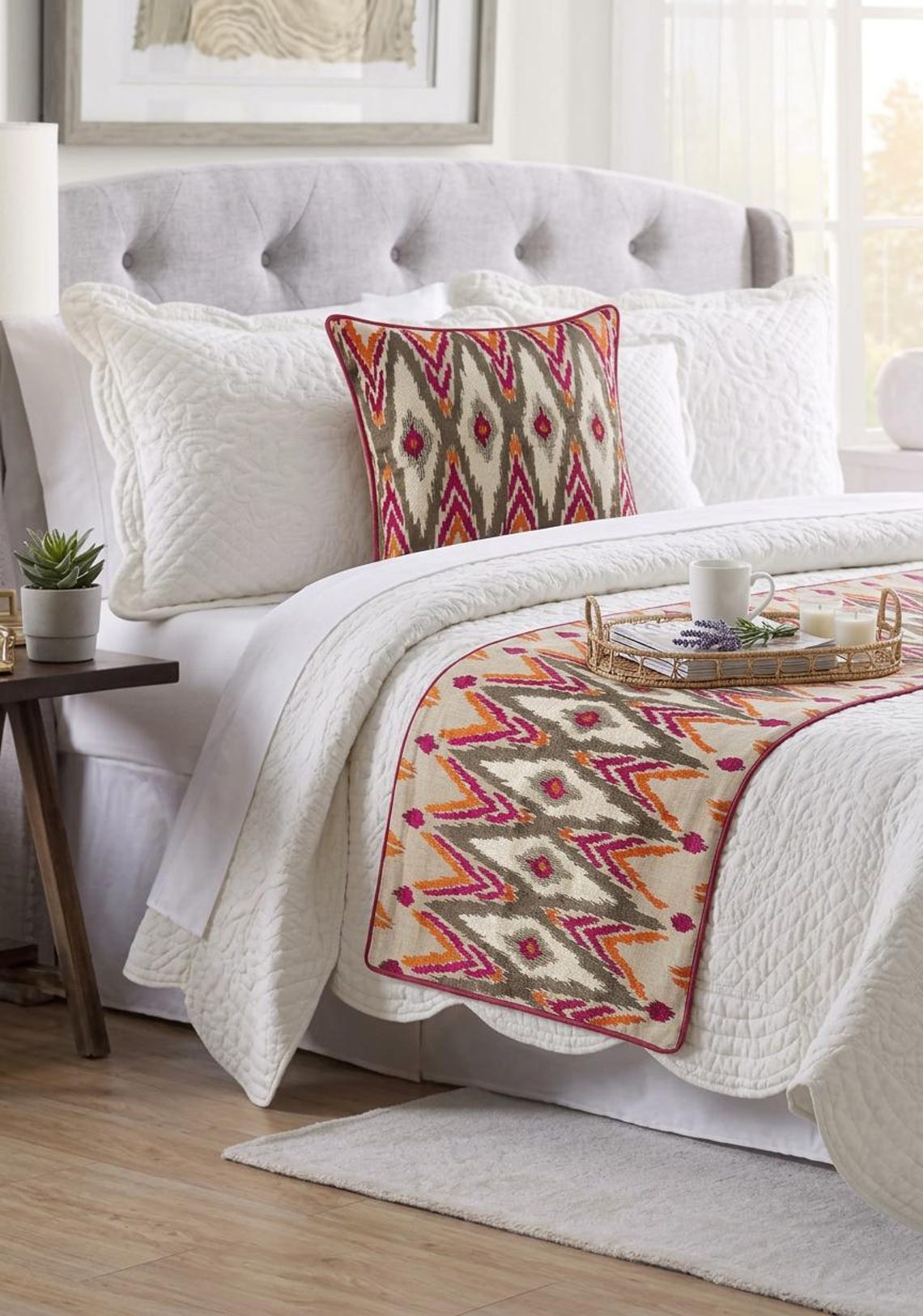 My Ikat Love Decorative Bed Runner with Pillow Cover