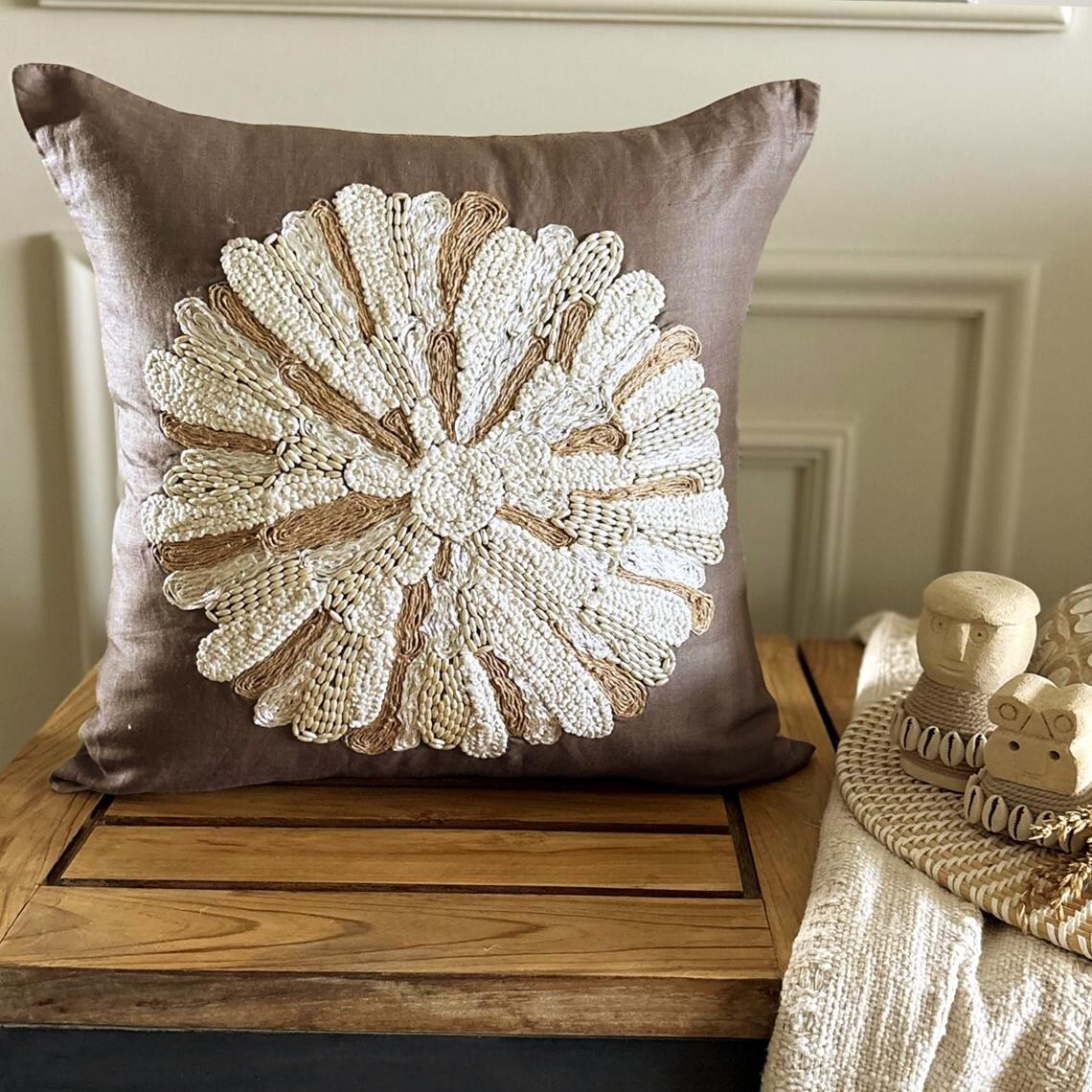 Mother Nature - Brown Cotton Linen Decorative Euro Sham