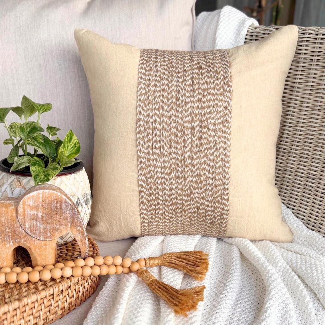 Linen Memories - Natural Beige Cotton Linen Throw Pillow Cover