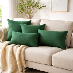 Emerald Green Linen Throw Pillow Cover