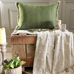 Evergreen Jute - Green Jute Throw Pillow Cover