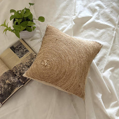 Back To Earth - Natural Beige Cotton Linen Throw Pillow Cover