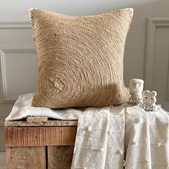 Back To Earth - Natural Beige Cotton Linen Throw Pillow Cover