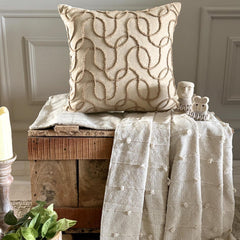 Jute Shoot - Natural Beige Cotton Linen Throw Pillow Cover