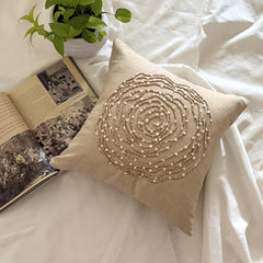 Earthy Rose - Natural Beige Cotton Linen Throw Pillow Cover