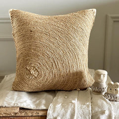 Back To Earth - Natural Beige Cotton Linen Throw Pillow Cover