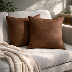 Set of 2 Brown Linen Throw / Lumbar Pillow Cover - Brown Linen