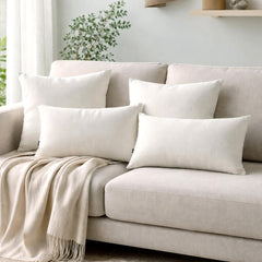 Set of 2 Ivory Linen Throw / Lumbar Pillow Cover - Ivory Linen