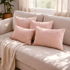 Set of 2 Pink Linen Throw / Lumbar Pillow Cover - Light Pink Linen