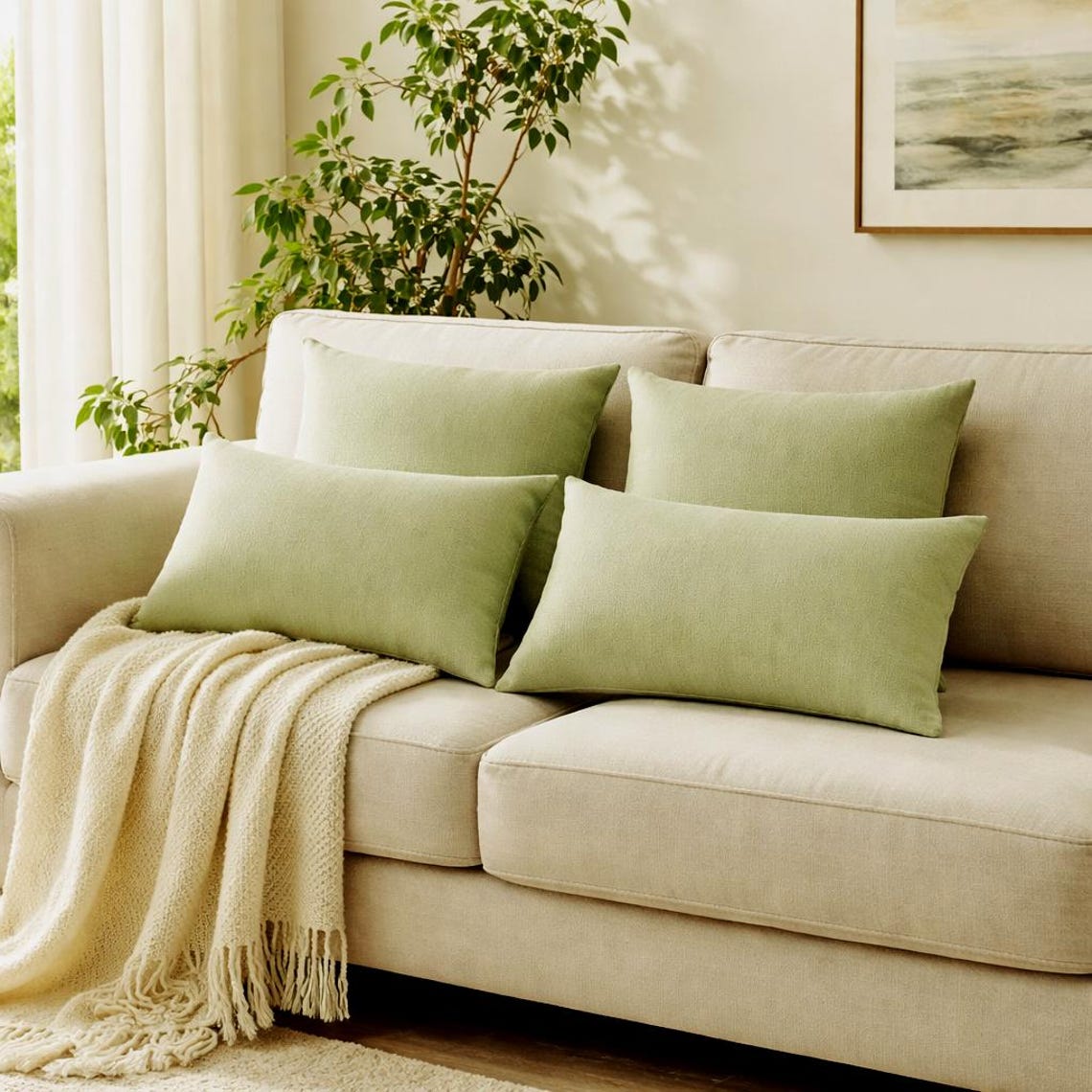 Sage Mint Throw Pillow Cover