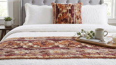 Ikat Splash - Cotton Printed Pink & Orange Decorative Bed Runner and Pillow Cover
