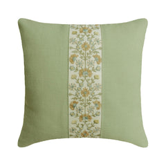 Sage Green Linen Throw Pillow Cover - Sage Blossom