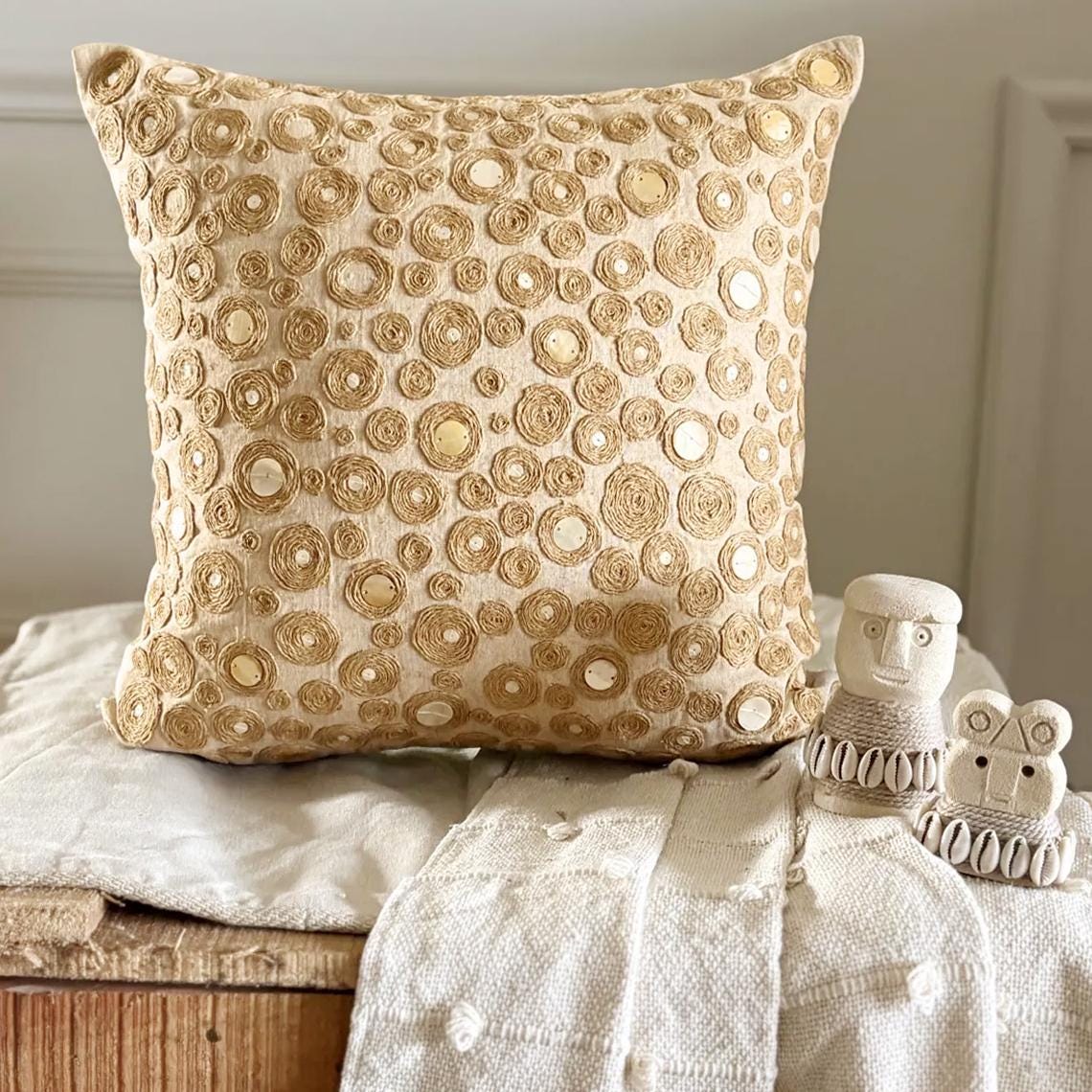 Jute Centric - Natural Beige Cotton Linen Throw Pillow Cover