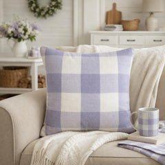Lilac Plaid - Lavender Cotton Decorative Euro Sham