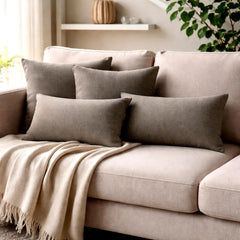 Set of 2 Silver Gray Linen Throw / Lumbar Pillow Cover - Silver Gray Linen