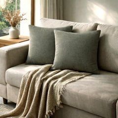 Set of 2 Silver Gray Linen Throw / Lumbar Pillow Cover - Silver Gray Linen