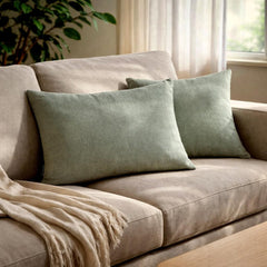 Set of 2 Sea Salt Linen Throw / Lumbar Pillow Cover - Sea Salt Linen