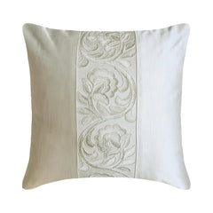 Ivory White Satin Throw Pillow Cover - Regal Ivory Vine