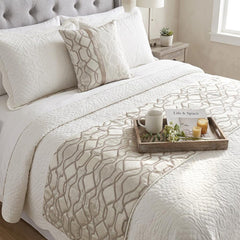 Ivory Delicacy Decorative Bed Runner and Pillow Cover