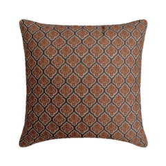 Rust And Gray Linen Throw Pillow Cover - Solterra Lattice