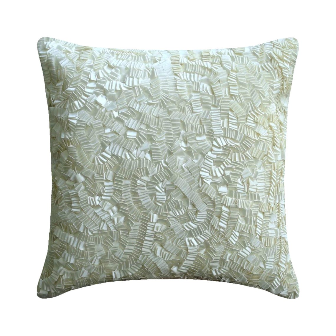 Ivory Elegance - Ivory Art Silk Throw Pillow Cover