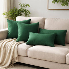 Set of 2 Emerald Green Linen Throw / Lumbar Pillow Cover - Emerald Green Linen
