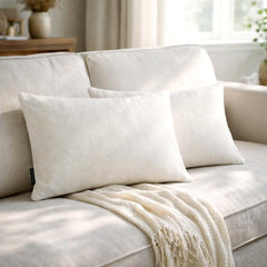Set of 2 Ivory Linen Throw / Lumbar Pillow Cover - Ivory Linen