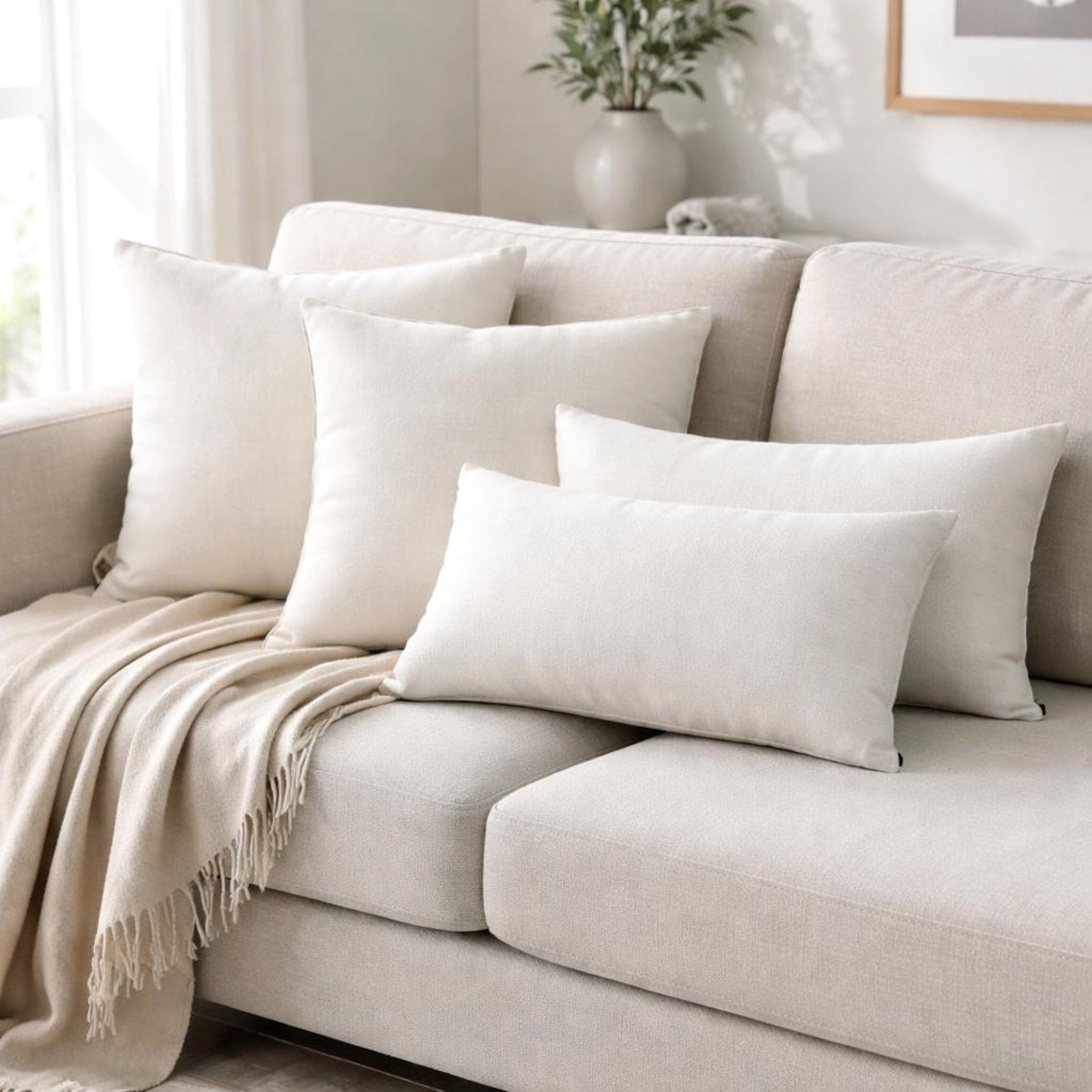 Ivory Linen Throw Pillow Cover