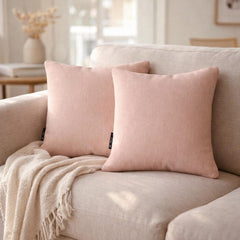 Set of 2 Pink Linen Throw / Lumbar Pillow Cover - Light Pink Linen