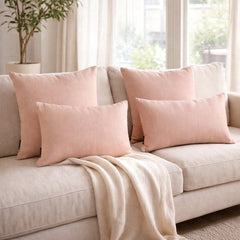 Light Pink Linen Throw Pillow Cover