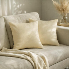 Set of 2 Cream Linen Throw / Lumbar Pillow Cover - Cream Linen