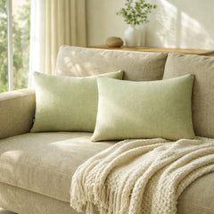 Set of 2 Sage Mint Linen Throw / Lumbar Pillow Cover - Sage Mint