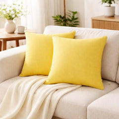 Set of 2 Yellow Linen Throw / Lumbar Pillow Cover - Yellow Linen