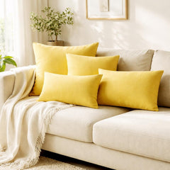 Yellow Linen Throw Pillow Cover
