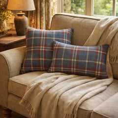 Plaidscape Blue - Blue Velvet Winter Plaid  Throw Pillow Cover