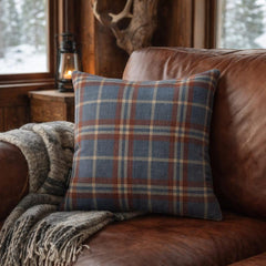Plaidscape Blue - Blue Velvet Winter Plaid  Throw Pillow Cover