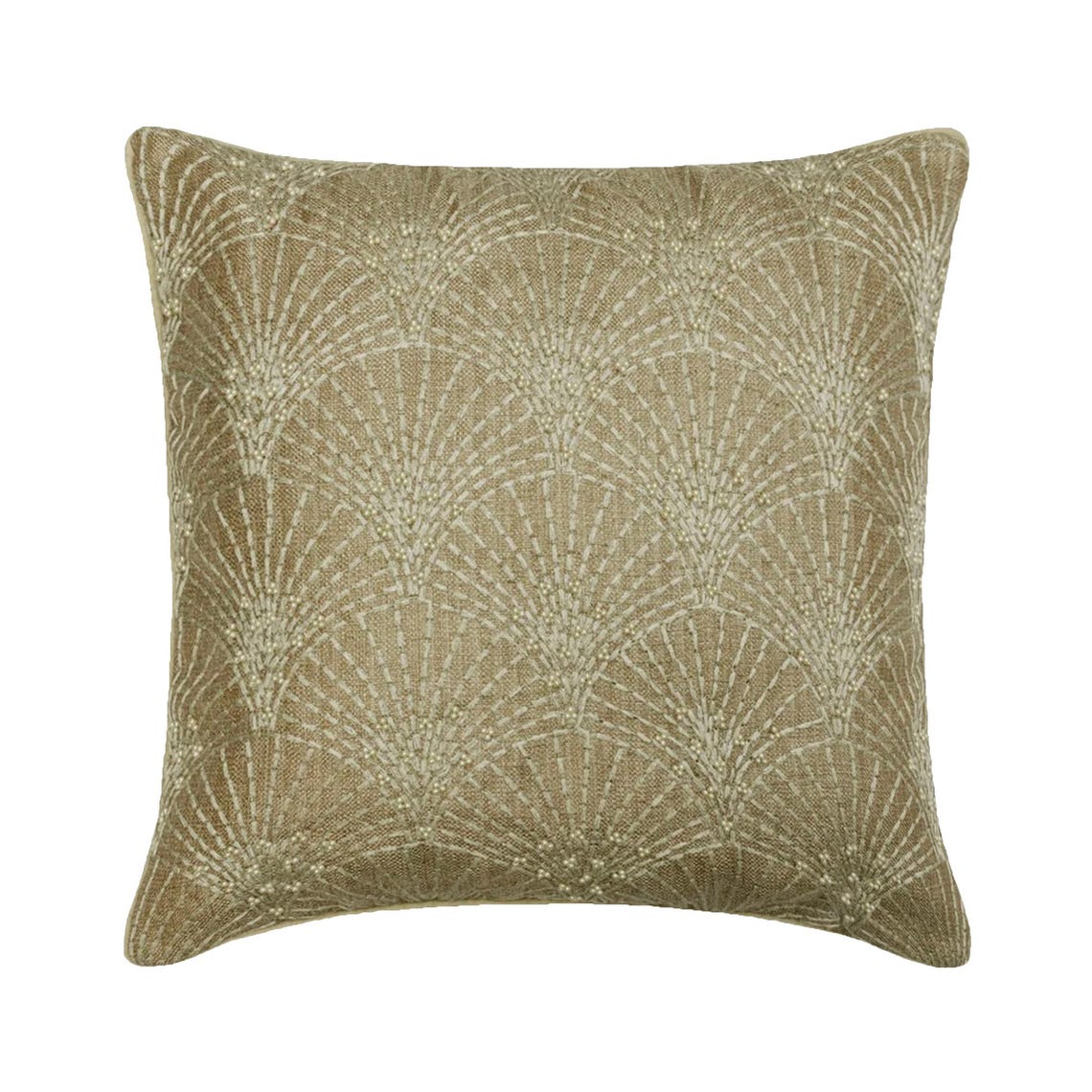 Pearl Deeds - Beige Linen Throw Pillow Cover