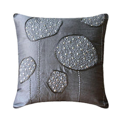 Silver Ball Bearings - Gray Art Silk Throw Pillow Cover