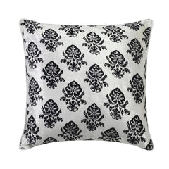 Classic Black Damask - White Velvet Decorative Euro Sham
