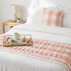 Buffalo Plaid Peach Decorative Bed Runner and Pillow Cover