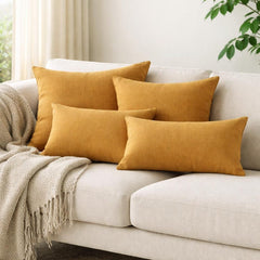 Ochre Linen Throw Pillow Cover